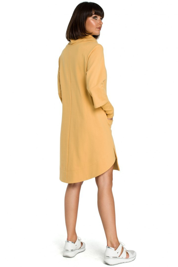 Sukienka midi - Prosta Luźna - żółta